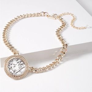 NWT WHBM Mixed-Metal Coin Short Necklace
